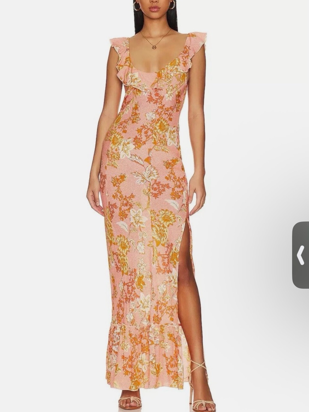 Free People L92733 Women's Coral Remind Me Maxi Slip Dress Size M